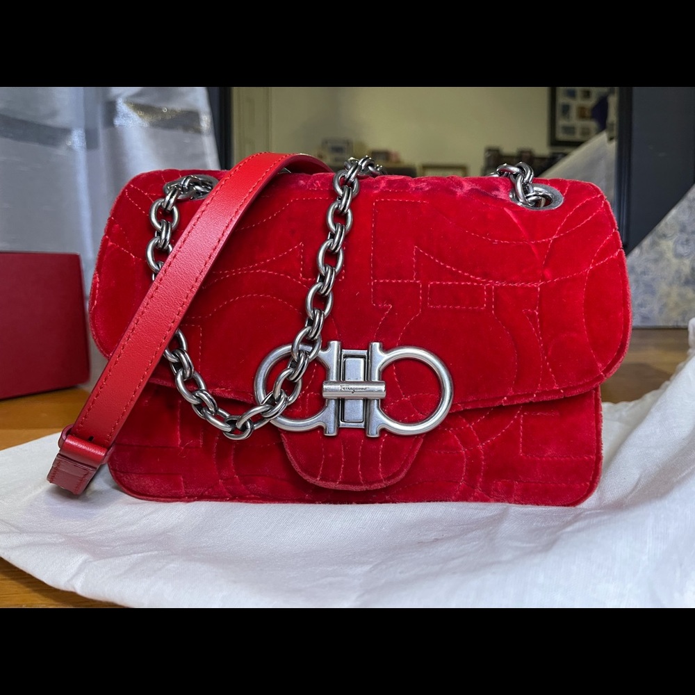 Velvet Red Ferragamo Bag